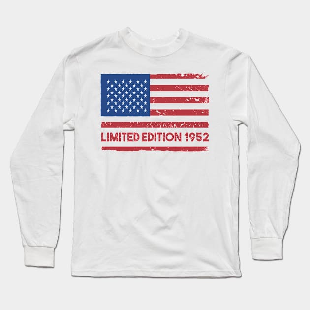 USA Flag 1952 limited edition since 1952 birthday gift Long Sleeve T-Shirt by POS